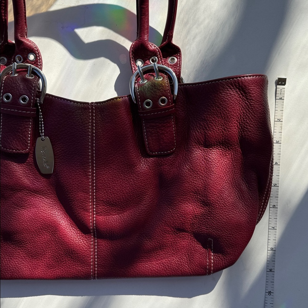 Tignanello Burgundy Leather Shoulder Tote with Silver Hardware - Picture 7 of 8